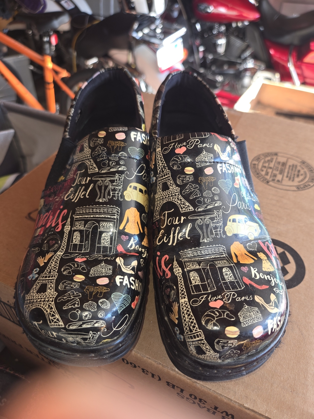Klogs Women's Black Paris Print Slip-On Clogs with Multicolor Accents